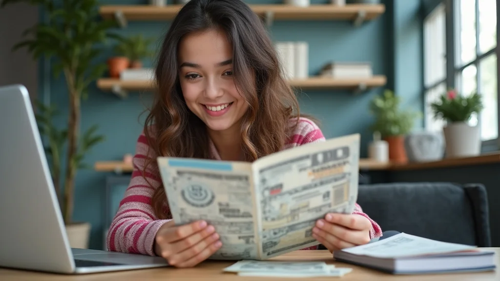 The image shows a young person happily using a laptop, symbolizing making money online as a teenager.