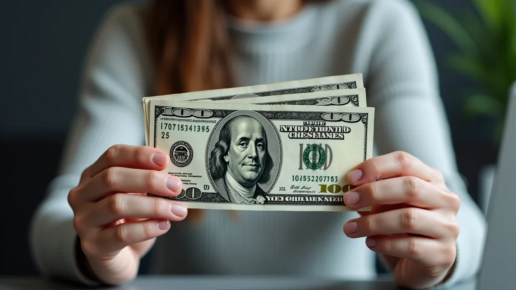 The image shows hands typing on a laptop, suggesting opportunities to make money online now instantly.