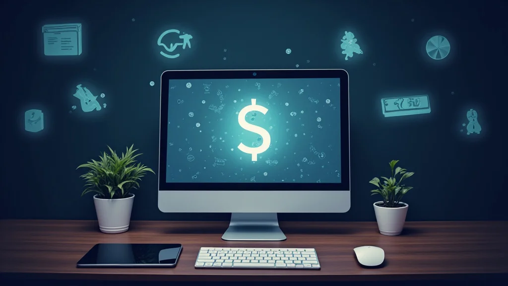 The image shows a laptop with a blank screen, symbolizing potential online income opportunities.